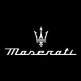 Maserati luxury car logo featuring a stylized crown above italic script text